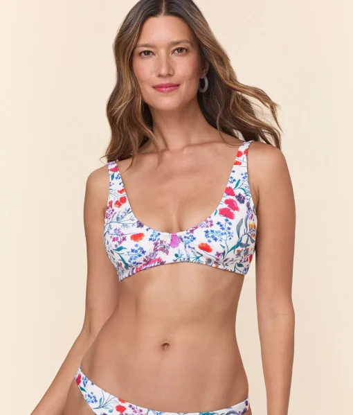 The Mila Bikini Top - Eco Nylon - Botanical Floral