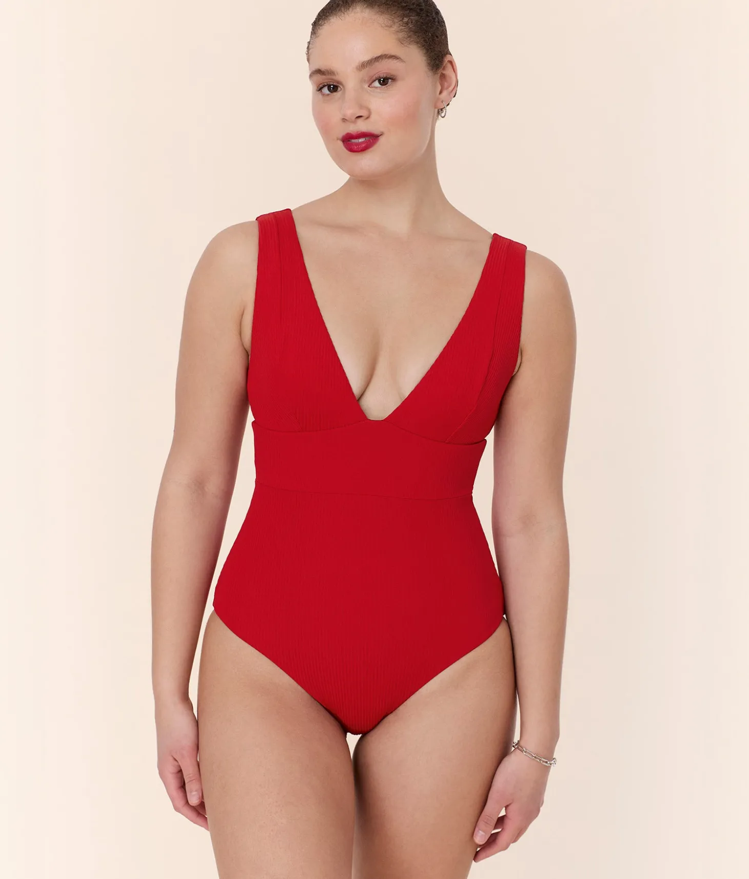 The Mykonos One Piece - Eco Ribbed - Cherry Red - Classic