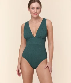The Mykonos One Piece - Textured Weave - Seaweed - Classic
