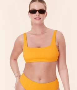 The Rye Bikini Top - Wide Rib - Tangerine