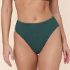 The 90s High Waist Bikini Bottom - Textured Weave - Seaweed