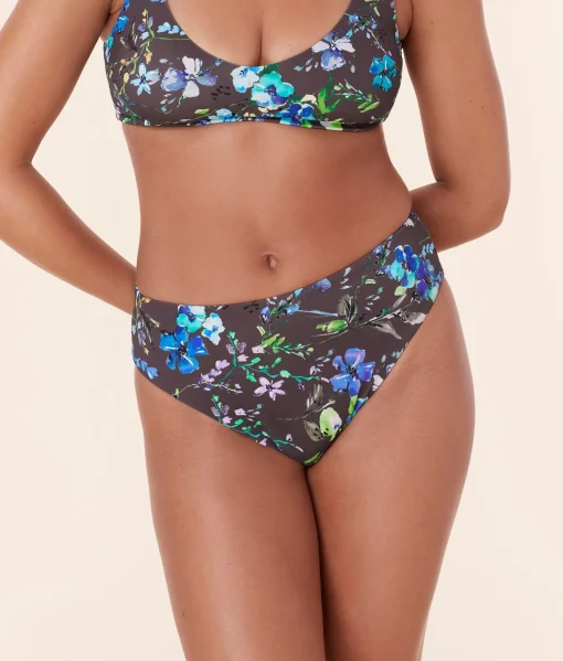 The 90s High Waist Bikini Bottom - Eco Nylon - Wildflowers