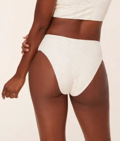 The 90s High Waist Bikini Bottom - Scallop Crochet - Gardenia