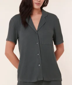 The Short Sleeve Button Up - Waffle - Dove