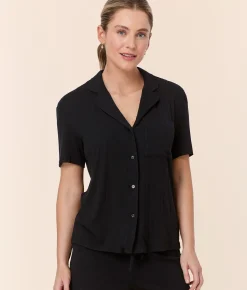 The Short Sleeve Button Up - Wide Rib - Black
