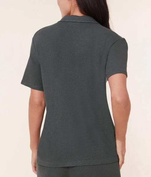 The Short Sleeve Button Up - Waffle - Dove
