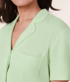 The Short Sleeve Button Up - Waffle - Tea