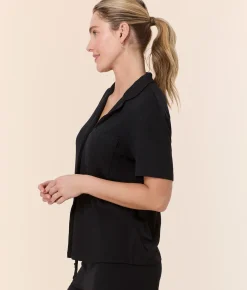 The Short Sleeve Button Up - Wide Rib - Black