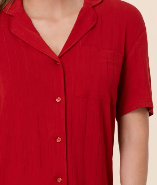 The Short Sleeve Button Up - Wide Rib - Picante