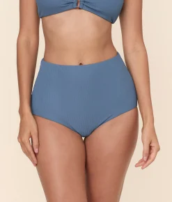 The Super High Waist Bikini Bottom - Eco Ribbed - Slate