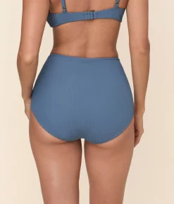 The Super High Waist Bikini Bottom - Eco Ribbed - Slate