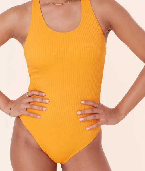 The Tulum One Piece - Wide Rib - Tangerine - Classic
