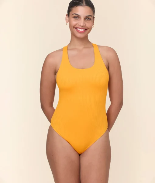The Tulum One Piece - Wide Rib - Tangerine - Classic