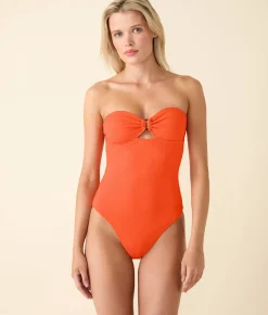 The Zoe One Piece - Eco Ribbed - Vermillion - Classic
